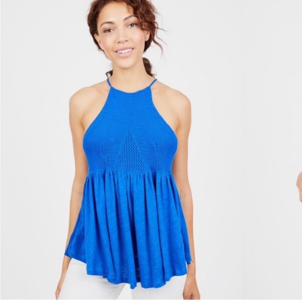 Free people Blue Sleeveless Knit top